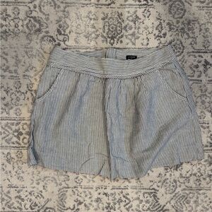 NWT! J. Crew Black and White Striped Linen-Cotton Blend Skirt